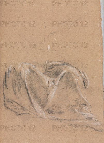 Verona Sketchbook: Drapery study (page 35), 1760. Francesco Lorenzi (Italian, 1723-1787). Black chalk with white heightening ; sheet: 32 x 23 cm (12 5/8 x 9 1/16 in.).