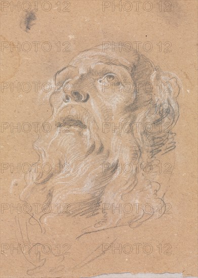 Verona Sketchbook: Male head (page 89), 1760. Francesco Lorenzi (Italian, 1723-1787). Black chalk with white heightening ; sheet: 32 x 23 cm (12 5/8 x 9 1/16 in.).