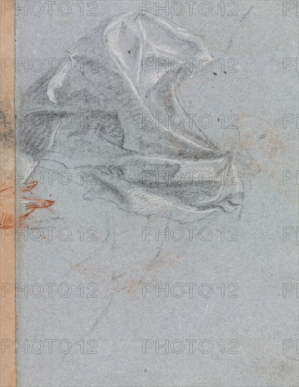 Verona Sketchbook: Drapery study (page 37), 1760. Francesco Lorenzi (Italian, 1723-1787). Black chalk with white heightening ; sheet: 32 x 23 cm (12 5/8 x 9 1/16 in.).