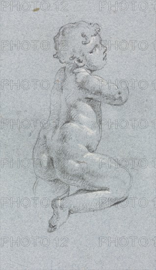 Verona Sketchbook: Putto in profile (page 64), 1760. Francesco Lorenzi (Italian, 1723-1787). Black chalk with white heightening ; sheet: 32 x 23 cm (12 5/8 x 9 1/16 in.).