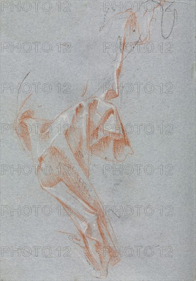 Verona Sketchbook: Drapery study (page 38), 1760. Francesco Lorenzi (Italian, 1723-1787). Red chalk with white heightening ; sheet: 32 x 23 cm (12 5/8 x 9 1/16 in.).