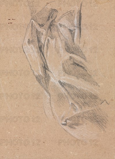 Verona Sketchbook: Drapery study (page 43), 1760. Francesco Lorenzi (Italian, 1723-1787). Black chalk with white heightening ; sheet: 32 x 23 cm (12 5/8 x 9 1/16 in.).