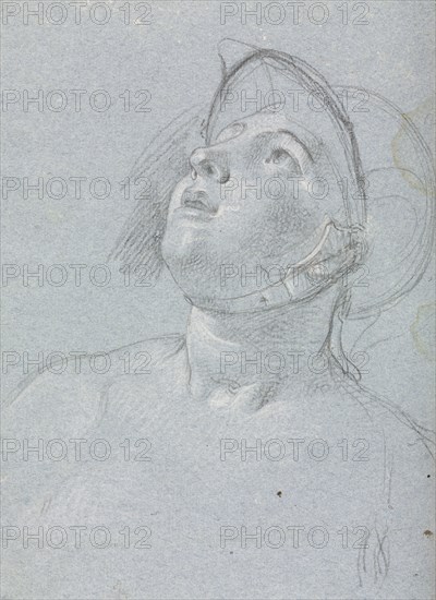 Verona Sketchbook: Soldier (page 96), 1760. Francesco Lorenzi (Italian, 1723-1787). Black chalk with white heightening ; sheet: 32 x 23 cm (12 5/8 x 9 1/16 in.).