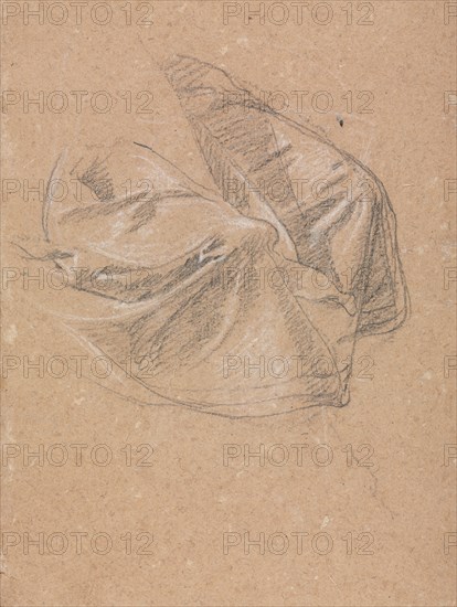 Verona Sketchbook: Drapery study (page 50), 1760. Francesco Lorenzi (Italian, 1723-1787). Black chalk with white heightening; sheet: 32 x 23 cm (12 5/8 x 9 1/16 in.).