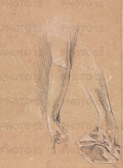 Verona Sketchbook: Arms and hands with drapery (page 78), 1760. Francesco Lorenzi (Italian, 1723-1787). Black chalk with white heightening ; sheet: 32 x 23 cm (12 5/8 x 9 1/16 in.).