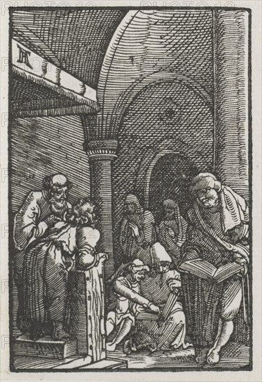 The Fall and Redemption of Man:  Christ Disputing with the Doctors, c. 1515. Albrecht Altdorfer (German, c. 1480-1538). Woodcut
