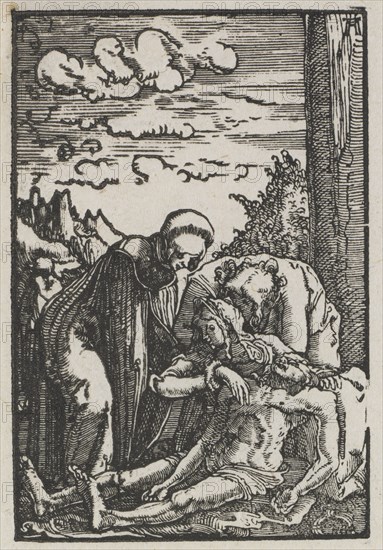 The Fall and Redemption of Man:  The Lamentation beneath the Cross, c. 1515. Albrecht Altdorfer (German, c. 1480-1538). Woodcut