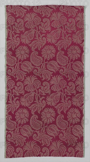 Length of Silk Textile, 1600s. Italy, 17th century. Damask, silk; average: 108.6 x 57.2 cm (42 3/4 x 22 1/2 in.)