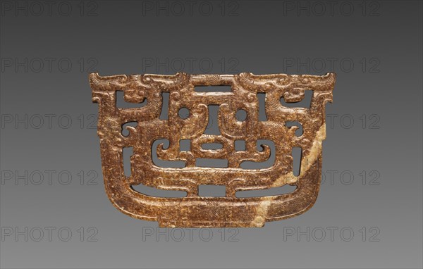 Plaque with Openwork Interlaced Dragons and Birds, 475-221 BC. China, Warring States period (475-221 BC). Jade (nephrite); overall: 4.8 x 7.5 cm (1 7/8 x 2 15/16 in.).