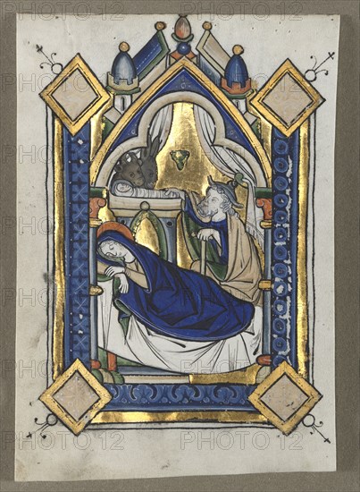 Leaf Excised from a Psalter: The Nativity, c. 1260. Flanders, Liège(?), 13th century. Tempera and burnished gold on vellum; sheet: 12.5 x 8.6 cm (4 15/16 x 3 3/8 in.)