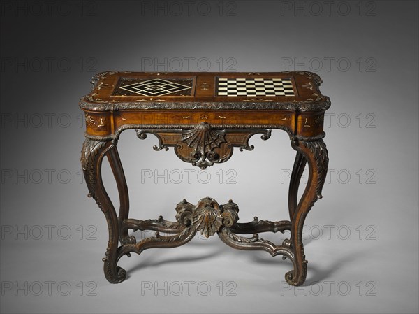 Gaming Table, c. 1735. Germany, Mainz, 18th century. Wood and ivory marquetry; overall: 78.7 x 94 x 54.6 cm (31 x 37 x 21 1/2 in.); part 1: 92.1 x 54 x 2.6 cm (36 1/4 x 21 1/4 x 1 in.).