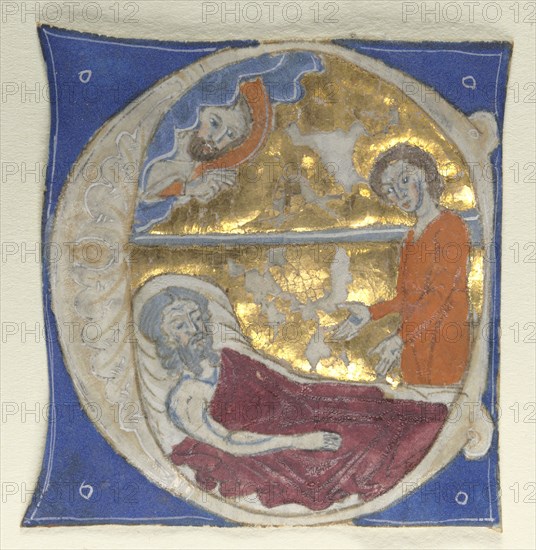 Historiated Initial Excised from a Bible, 1200s. Italy, 13th century. Tempera and gold on parchment; sheet: 5 x 4.5 cm (1 15/16 x 1 3/4 in.)