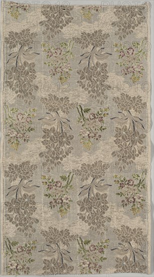 Length of Silk Brocade, 18th century. Spain, 18th century. Plain cloth weave, brocaded: silk and metal; average: 100 x 54.7 cm (39 3/8 x 21 9/16 in.)