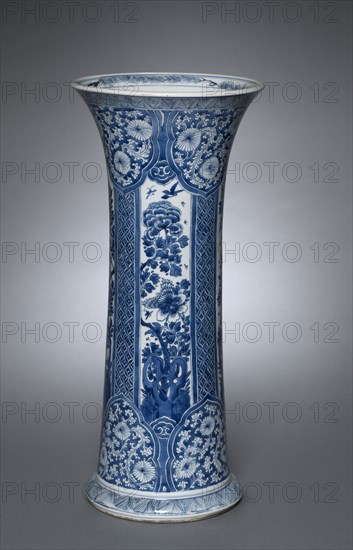 Vase, Qing dynasty (1644-1912), Kangxi reign (1661-1722). China, Jiangxi province, Jingdezhen kilns, Qing dynasty (1644-1912), Kangxi reign (1661-1722). Porcelain with underglaze blue decoration; diameter of mouth: 53.3 x 23.5 cm (21 x 9 1/4 in.).