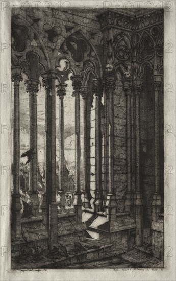 The Etchings of Paris:  The Gallery of Notre Dame, 1853. Charles Meryon (French, 1821-1868). Etching