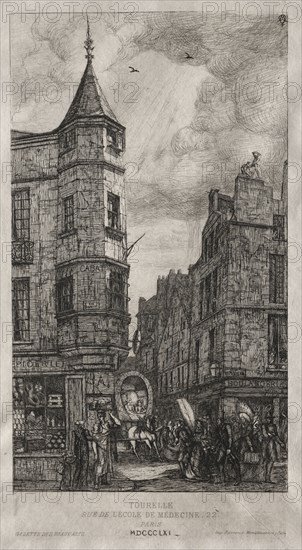 House with a Turret, No. 22 Street of the School of Medicine, 1861. Charles Meryon (French, 1821-1868). Etching