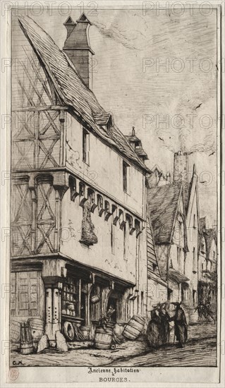 An Old House at Bourges, sometimes called the Musician's House, 1860. Charles Meryon (French, 1821-1868). Etching