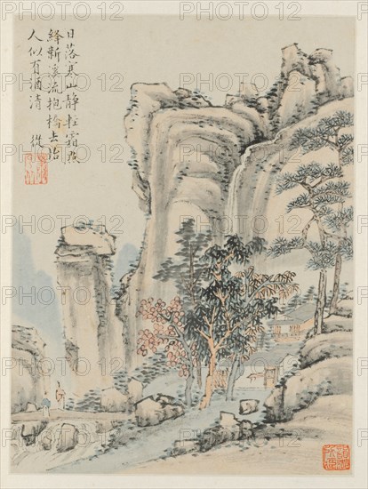 Album of Seasonal Landscapes, Leaf E (previous leaf 3), 1668. Xiao Yuncong (Chinese, 1596-1673). Album leaf, ink and light color on paper; overall: 21 x 15.8 cm (8 1/4 x 6 1/4 in.).