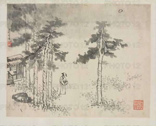 Landscape Album in Various Styles: Shibiao Waiting for the Moon, 1684. Zha Shibiao (Chinese, 1615-1698). Album leaf, ink and light color on paper; overall: 29.9 x 39.4 cm (11 3/4 x 15 1/2 in.).