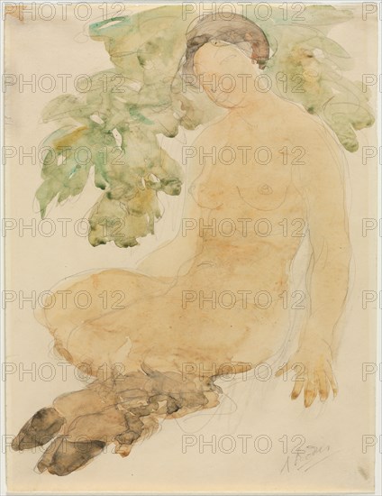 Faunesse, c. 1905. Auguste Rodin (French, 1840-1917). Watercolor over graphite; sheet: 32.7 x 24.8 cm (12 7/8 x 9 3/4 in.).