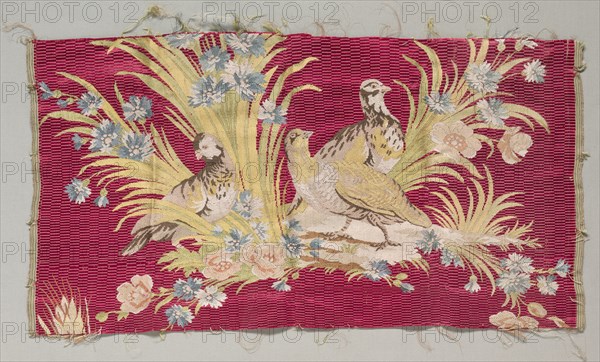Silk Fragment, before 1779. Philippe de Lasalle (French, 1723-1805). Lampas weave with cannetillé ground, brocaded; overall: 29.9 x 54.6 cm (11 3/4 x 21 1/2 in.).