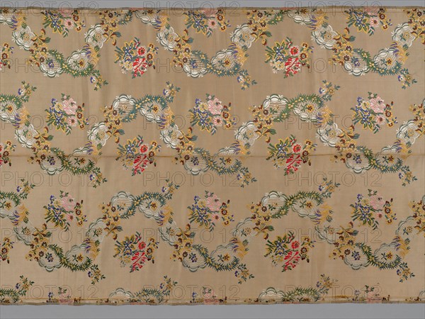 Length of Textile, late 1800s-early 1900s. Japan, late 19th-early 20th century. Lampas weave, brocaded; silk and gold thread; average: 406.4 x 69.2 cm (160 x 27 1/4 in.).