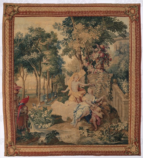 Flora and Zephyrus (from Set of Ovid's  Metamorphoses), 1704-1731. Gobelins (French). Tapestry weave; overall: 328.3 x 300.4 cm (129 1/4 x 118 1/4 in.)