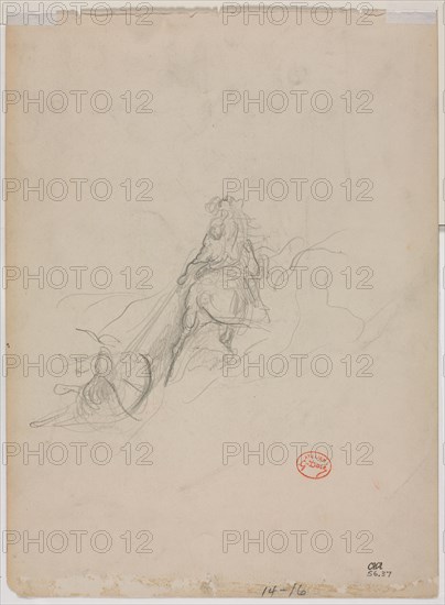 Sketch of Hunting Scene, c. 1868. Gustave Doré (French, 1832-1883). Graphite and black crayon; sheet: 30.1 x 22.2 cm (11 7/8 x 8 3/4 in.).