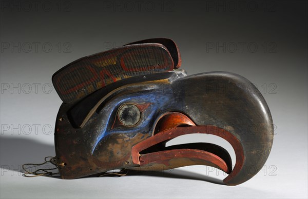 Mask: Eagle, 1800s. America, Native North American, Canada, British Columbia, Bella Coola, 19th century. Carved, painted wood; overall: 35.6 x 45.8 x 24.2 cm (14 x 18 1/16 x 9 1/2 in.).