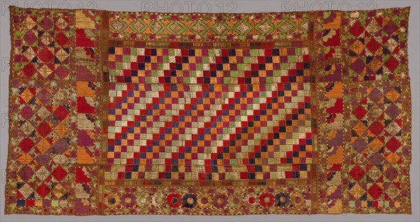 Shawl, 1800s. India, Punjab, 19th century. Embroidery (phulkari); silk on cotton ground; overall: 231 x 118.8 cm (90 15/16 x 46 3/4 in.)