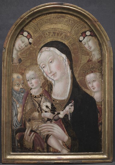 Virgin and Child with Saint Jerome and Saint Catherine of Alexandria, c. 1450. Carolino da Viterbo (Italian). Tempera and gold on wood panel; framed: 68.5 x 47.5 x 5 cm (26 15/16 x 18 11/16 x 1 15/16 in.); unframed: 59.7 x 39 cm (23 1/2 x 15 3/8 in.).