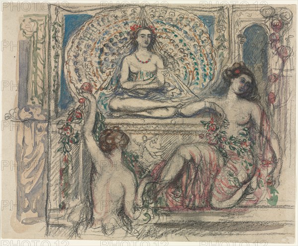 The Throne of the Peacock. Charles Conder (British, 1868-1909). Graphite with wash; sheet: 25.7 x 31.7 cm (10 1/8 x 12 1/2 in.).