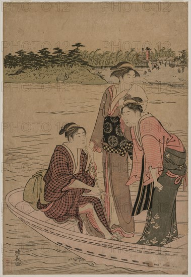 Passengers in a Ferry Boat on the Sumida River, 1784. Torii Kiyonaga (Japanese, 1752-1815). Color woodblock print; sheet: 38.3 x 26.1 cm (15 1/16 x 10 1/4 in.).