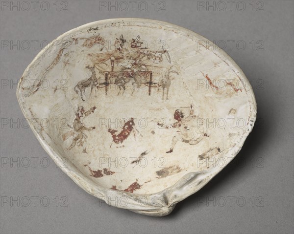 The Kill, 300-100 BC. China, late Warring States period (475-221 BC) to Western Han dynasty (202 BC-AD 9). Painted clamshell; overall: 7.5 x 9 cm (2 15/16 x 3 9/16 in.).
