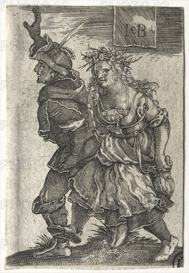 A Dancing Couple of Peasants. Jacob Binck (German, 1500-1569). Engraving