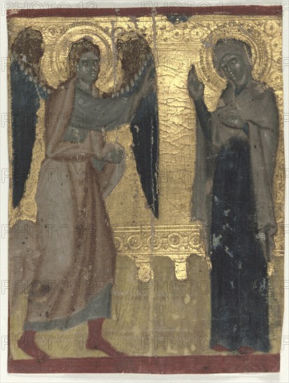 Miniature Excised from a Book of Hours: The Annunciation, late 13th Century. Italy, Venice, 13th century. Tempera and gold on parchment; sheet: 10.7 x 8 cm (4 3/16 x 3 1/8 in.).