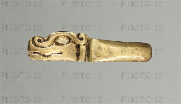 Spoon(?), c. 500-200 BC. Peru, North Highlands, Chavín de Huantar(?), Chavín style (1000-200 BC). Hammered and cut gold; overall: 7.4 x 1.8 cm (2 15/16 x 11/16 in.).