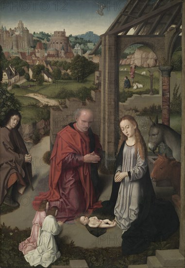 The Nativity, c. 1485-1490. Gerard David (Netherlandish, 1450/60-1523). Oil on wood panel; framed: 102.5 x 76 x 7.5 cm (40 3/8 x 29 15/16 x 2 15/16 in.); unframed: 85.2 x 59.7 cm (33 9/16 x 23 1/2 in.).