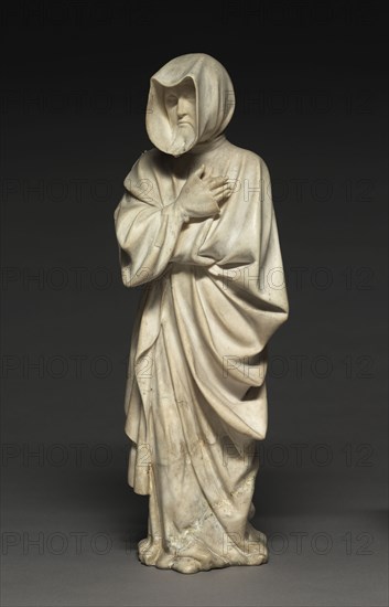 Mourner from the Tomb of Philip the Bold, Duke of Burgundy (1364-1404), 1404-10. Claus de Werve (Netherlandish, 1380-1439). Vizille alabaster; overall: 41 x 12.7 x 15 cm (16 1/8 x 5 x 5 7/8 in.).