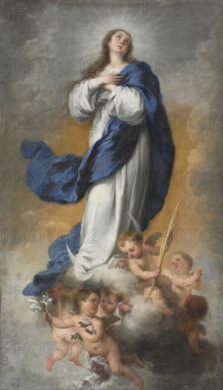 The Immaculate Conception, c. 1680. Bartolomé Esteban Murillo (Spanish, 1617-1682). Oil on canvas; framed: 246.3 x 152.7 x 8 cm (96 15/16 x 60 1/8 x 3 1/8 in.); unframed: 220.5 x 127.5 cm (86 13/16 x 50 3/16 in.).