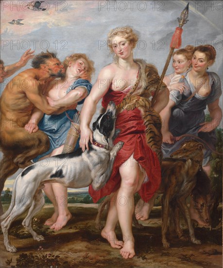 Diana and Her Nymphs Departing for the Hunt, c. 1615. And workshop Peter Paul Rubens (Flemish, 1577-1640). Oil on canvas; framed: 261 x 225 x 11 cm (102 3/4 x 88 9/16 x 4 5/16 in.); unframed: 216 x 178.7 cm (85 1/16 x 70 3/8 in.).