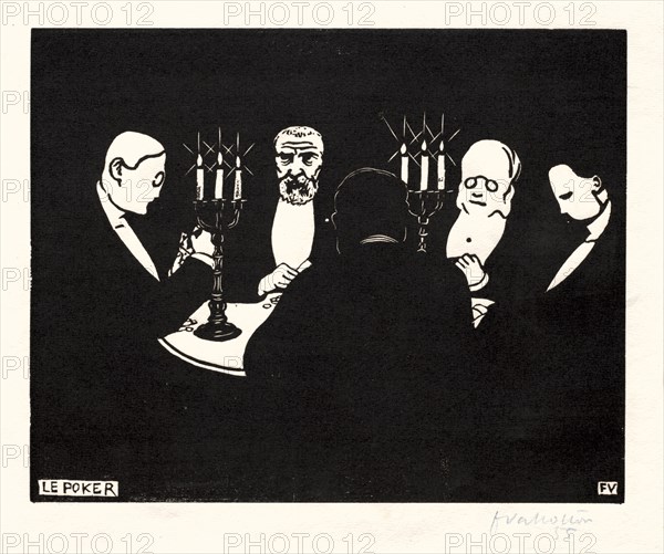 Poker, 1896. Félix Vallotton (French, 1865-1925). Woodcut; sheet: 25.3 x 31.8 cm (9 15/16 x 12 1/2 in.); image: 17.8 x 22.3 cm (7 x 8 3/4 in.)