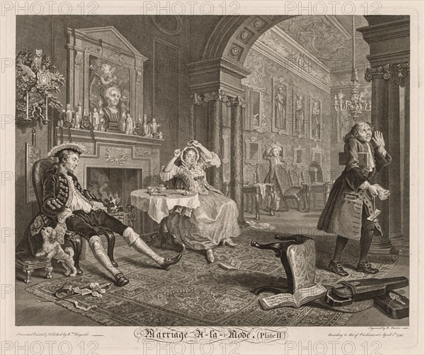 Marriage à la Mode:  Plate II, 1745. William Hogarth (British, 1697-1764). Etching and engraving; platemark: 38 x 46.4 cm (14 15/16 x 18 1/4 in.)