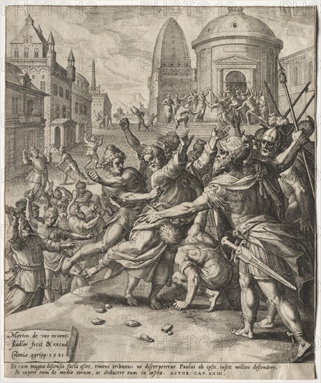 The Arrest of St. Paul, 1581. Jan I Sadeler (Flemish, 1550-1600), after Maarten de Vos (Flemish, 1532-1603). Engraving