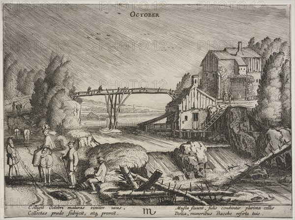 The Twelve Months: October. Jan van de Velde (Dutch, 1620-1662). Etching