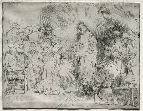 Christ Appearing to the Apostles, 1656. Rembrandt van Rijn (Dutch, 1606-1669). Etching; sheet: 16.3 x 21.1 cm (6 7/16 x 8 5/16 in.); platemark: 16.3 x 21 cm (6 7/16 x 8 1/4 in.)