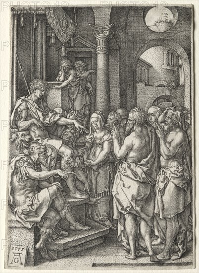 The Story of Susanna: Susanna Accused of Adultery, 1555. Heinrich Aldegrever (German, 1502-1555/61). Engraving