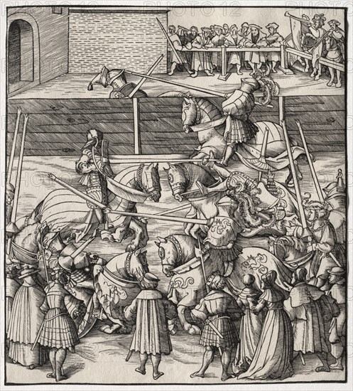 Der Weisskunig: The Art of Jousting and Tilting, 1513-1518. Leonhard Beck (German, c. 1480-1542). Woodcut; sheet: 21.7 x 19.6 cm (8 9/16 x 7 11/16 in.)