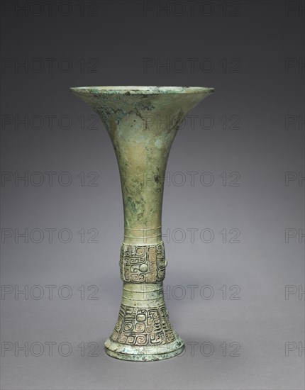 Wine Beaker (Gu), c. 1200 BC. China, late Shang dynasty (c.1600-c.1046 BC), Anyang phase (c.1250-1046 BC). Bronze; diameter: 14.5 cm (5 11/16 in.); overall: 26.9 cm (10 9/16 in.).