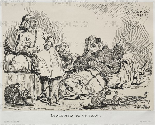 Muleteers of Tétuan, 1833. Eugène Delacroix (French, 1798-1863), Bertauts. Lithograph with beige tint stone; sheet: 31.4 x 44.8 cm (12 3/8 x 17 5/8 in.); image: 19.3 x 26.6 cm (7 5/8 x 10 1/2 in.).